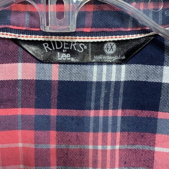 Riders by Lee Short/Cap Sleeve Button Down Blouse Western Style Size 4X - Picture 2 of 7